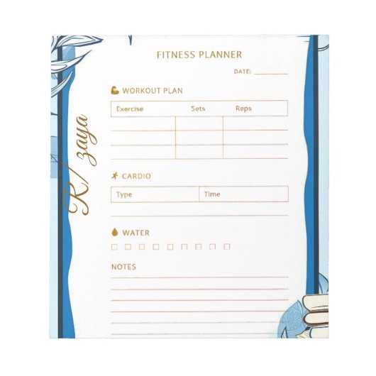 Bloc-note Planificateur classique or pastel mignon bleu form (Devant)