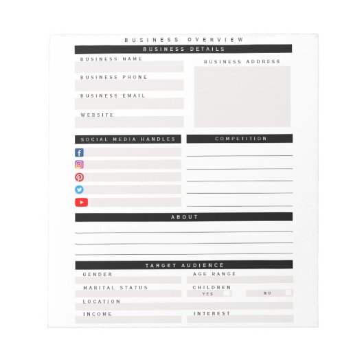 Bloc-note Planificateur d'aperçu d'entreprise personnalisé p (Devant)
