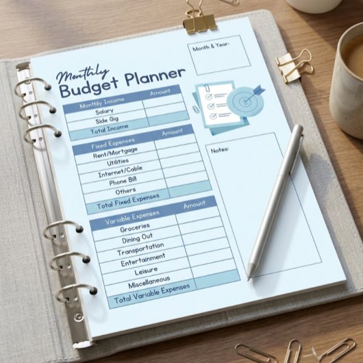 Bloc-note Planificateur de budget mensuel