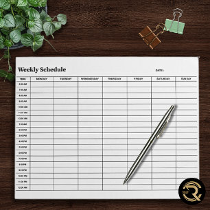 Bloc-note Planificateur de bureau d'horaire quotidien hebdom