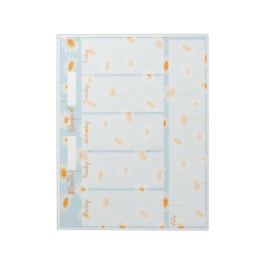 Bloc-note Planificateur de bureau hebdomadaire Daisy (Tourné)