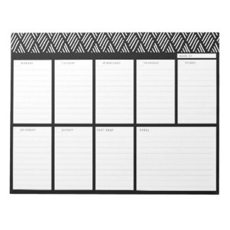 Bloc-note Planificateur de bureau hebdomadaire noir et blanc