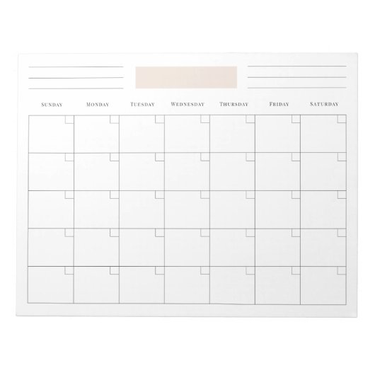 Bloc-note Planificateur de calendrier mensuel vierge simple (Devant)