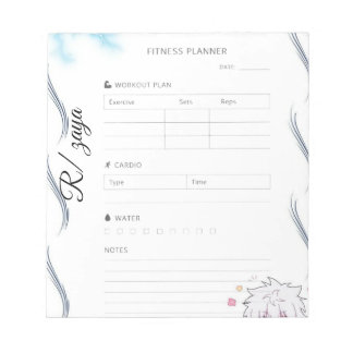 Bloc-note Planificateur de Fitness mignon Blanc et Noir