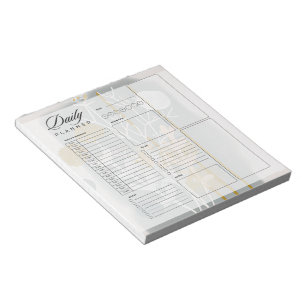 Bloc-note Planificateur de jour botanique abstrait gris et o