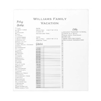 Bloc-note Planificateur de planification de liste de chèques