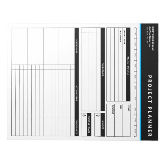 Bloc-note Planificateur de projet professionnel personnalisé (Devant)