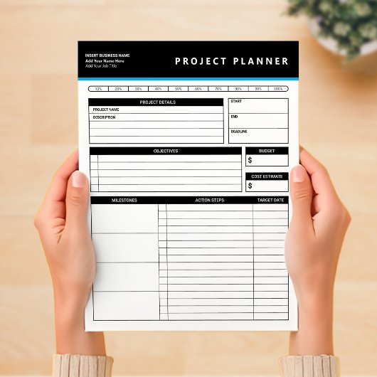 Bloc-note Planificateur de projet professionnel personnalisé