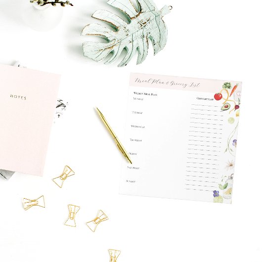 Bloc-note Planificateur de repas hebdomadaire avec liste d'é