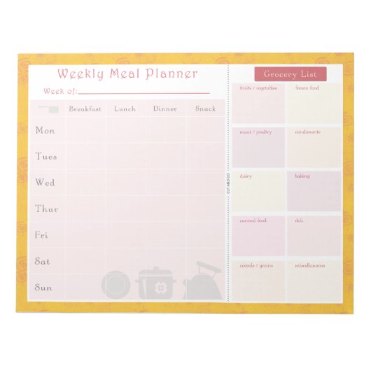 Bloc-note Planificateur de repas hebdomadaire été (Devant)