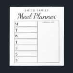 Bloc-note Planificateur de repas hebdomadaire familial<br><div class="desc">Planificateur de repas familial personnalisé hebdomadaire. Créez un planificateur de repas personnalisé pour votre cuisine familiale. Espace pour écrire des plans de repas pour chaque jour de la semaine. Ajoutez également des épiceries et plus à l'organisateur de la liste d'achats. Il présente un design moderne minimaliste noir et blanc et...</div>