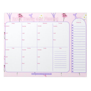 Bloc-note Planificateur de repas hebdomadaire personnalisabl