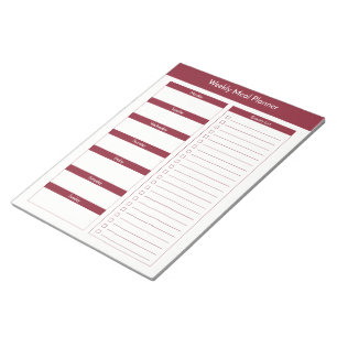 Bloc-note Planificateur de repas hebdomadaire - Vin