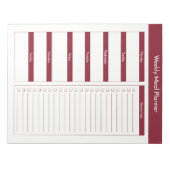 Bloc-note Planificateur de repas hebdomadaire - Vin (Devant)