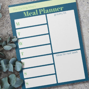 Bloc-note Planificateur de repas personnalisé bleu vert List