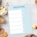 Bloc-note Planificateur de repas personnalisé et liste d'ach<br><div class="desc">Planificateur de repas bleu et liste d'achats pour une semaine organisée devant toute famille. Ce modèle de planificateur de repas pourrait être customisé en modifiant le libellé à votre guise. Vous pouvez le modifier pour les événements et la planification ou pour plus de créneaux selon les besoins. Faites une excellente...</div>