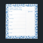 Bloc-note Planificateur de repas Preppy Poster de animal ble<br><div class="desc">Un planificateur de repas chic / planificateur d'activités hebdomadaires que vous pouvez customiser avec votre propre texte si vous le souhaitez. La conception comporte une bordure en motif Empreinte de léopard bleu et blanc et des champs modèles pour vous permettre de customiser le libellé.</div>