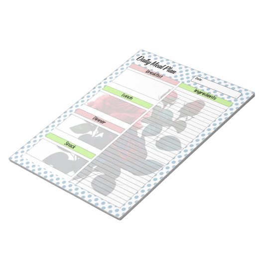 Bloc-note Planificateur de repas Rose rose et bleu (Incliné)
