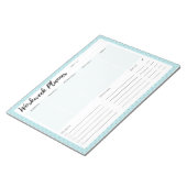 Bloc-note Planificateur de semaine de travail bleu (Incliné)