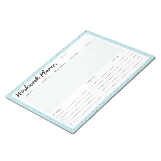 Bloc-note Planificateur de semaine de travail bleu (Incliné)