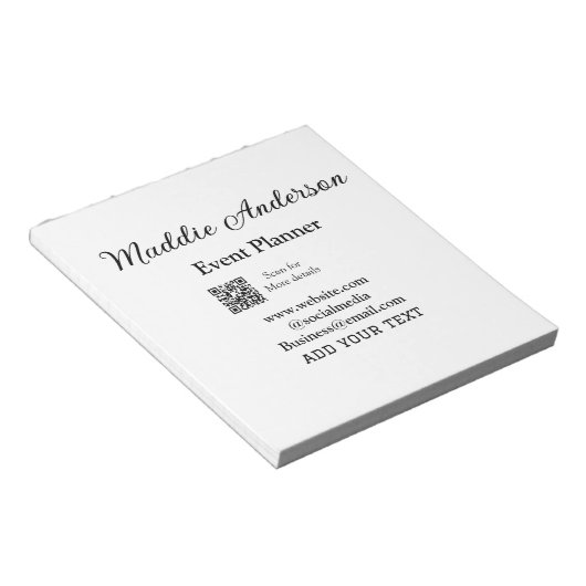 Bloc-note Planificateur d'événements ajouter un nom Code QR  (Incliné)