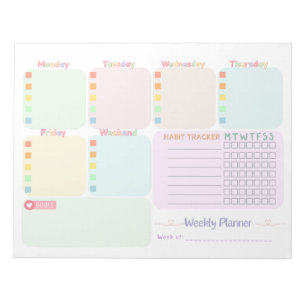 Bloc-note Planificateur hebdomadaire