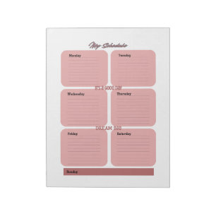 Bloc-note Planificateur Hebdomadaire à Fleurir de Rose
