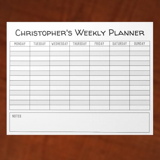 Bloc-note Planificateur hebdomadaire à personnaliser avec No