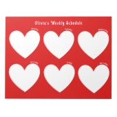 Bloc-note Planificateur hebdomadaire aux coeurs blancs (Devant)