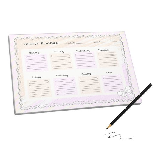 Bloc-note Planificateur hebdomadaire aux couleurs pastel