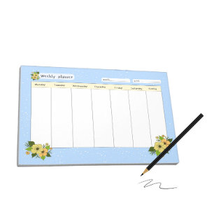 Bloc-note Planificateur hebdomadaire avec fleurs