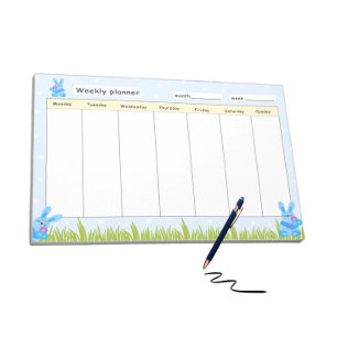 Bloc-note Planificateur hebdomadaire avec lapins bleus
