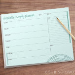 Bloc-note Planificateur hebdomadaire avec nom personnalisé -<br><div class="desc">Un excellent design pour organiser votre semaine. Cette conception comprend une zone pour ajouter votre nom en haut. D'autres zones sont vides pour que vous puissiez ajouter votre liste de choses à faire pour chaque jour de la semaine. Vous pouvez modifier les couleurs dans la zone personnaliser.</div>