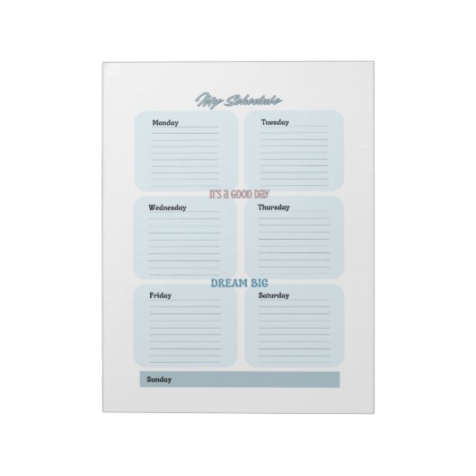 Bloc-note Planificateur Hebdomadaire Bleu (Tourné)