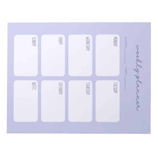 Bloc-note Planificateur hebdomadaire bleu minimal (Devant)