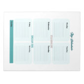 Bloc-note Planificateur Hebdomadaire Bleu Turquoise (Devant)