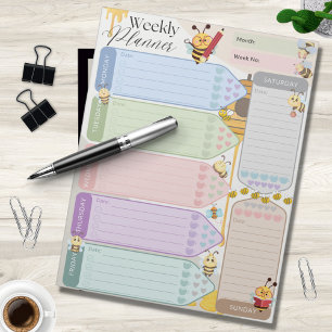 Bloc-note Planificateur hebdomadaire Cute Bee Honey Thème Mu