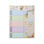Bloc-note Planificateur hebdomadaire Cute Bee Honey Thème Mu (Tourné)