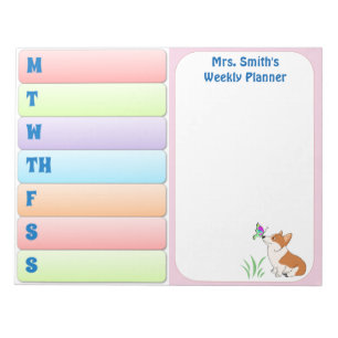 Bloc-note Planificateur hebdomadaire de corgi de Gallois