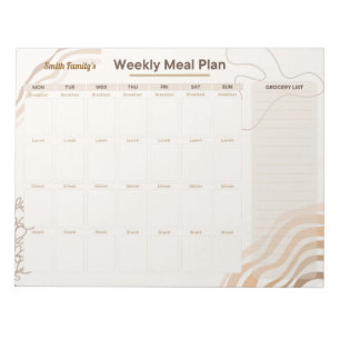 Bloc-note Planificateur Hebdomadaire de Repas Personnalisé e