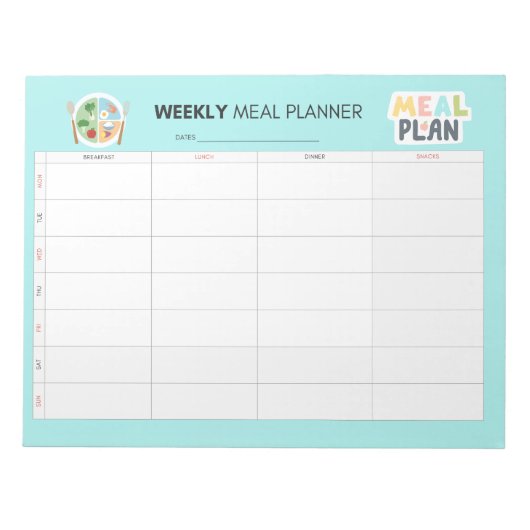 Bloc-note Planificateur Hebdomadaire de Repas Routine Alimen (Devant)