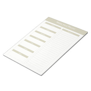 Bloc-note Planificateur hebdomadaire de repas - Taupe