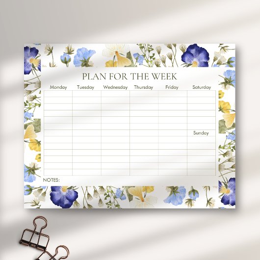 Bloc-note Planificateur hebdomadaire fleur sauvage de déchir