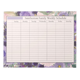 Bloc-note Planificateur hebdomadaire Fleurs roses violettes