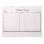 Bloc-note Planificateur hebdomadaire floral rose simple (Devant)