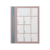 Bloc-note Planificateur hebdomadaire géométrique bleu et ros (Tourné)