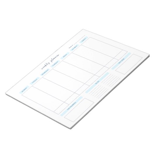 Bloc-note Planificateur hebdomadaire horizontal Lundi Début  (Incliné)