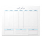 Bloc-note Planificateur hebdomadaire horizontal Lundi Début  (Devant)