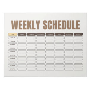 Bloc-note Planificateur hebdomadaire minimal grille beige