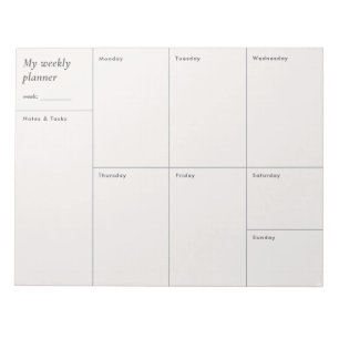 Bloc-note Planificateur hebdomadaire minimaliste moderne